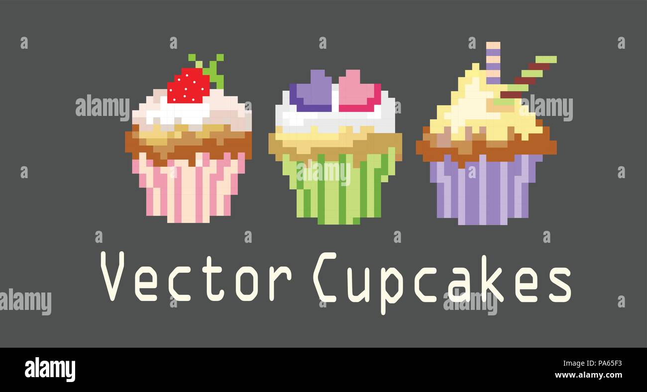 sets of cupcakes for decoration Stock Vector