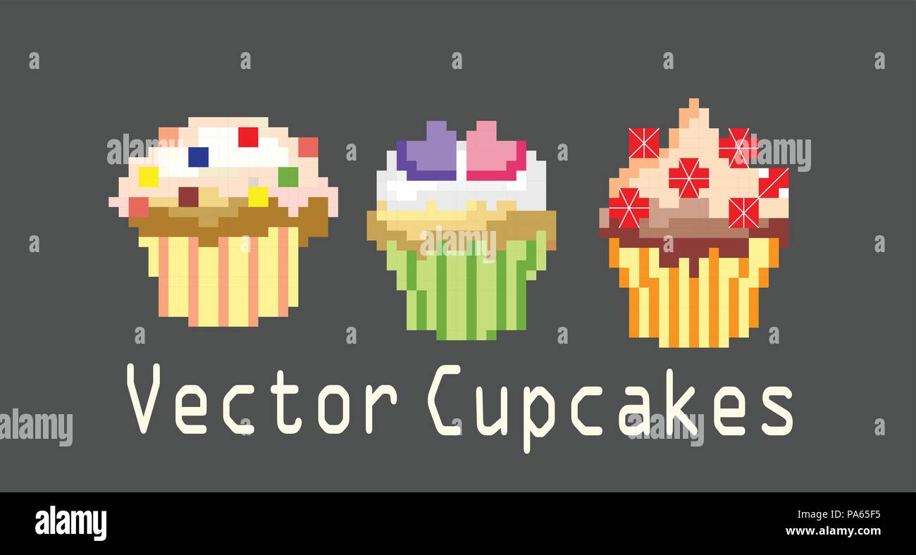 sets of cupcakes for decoration Stock Vector