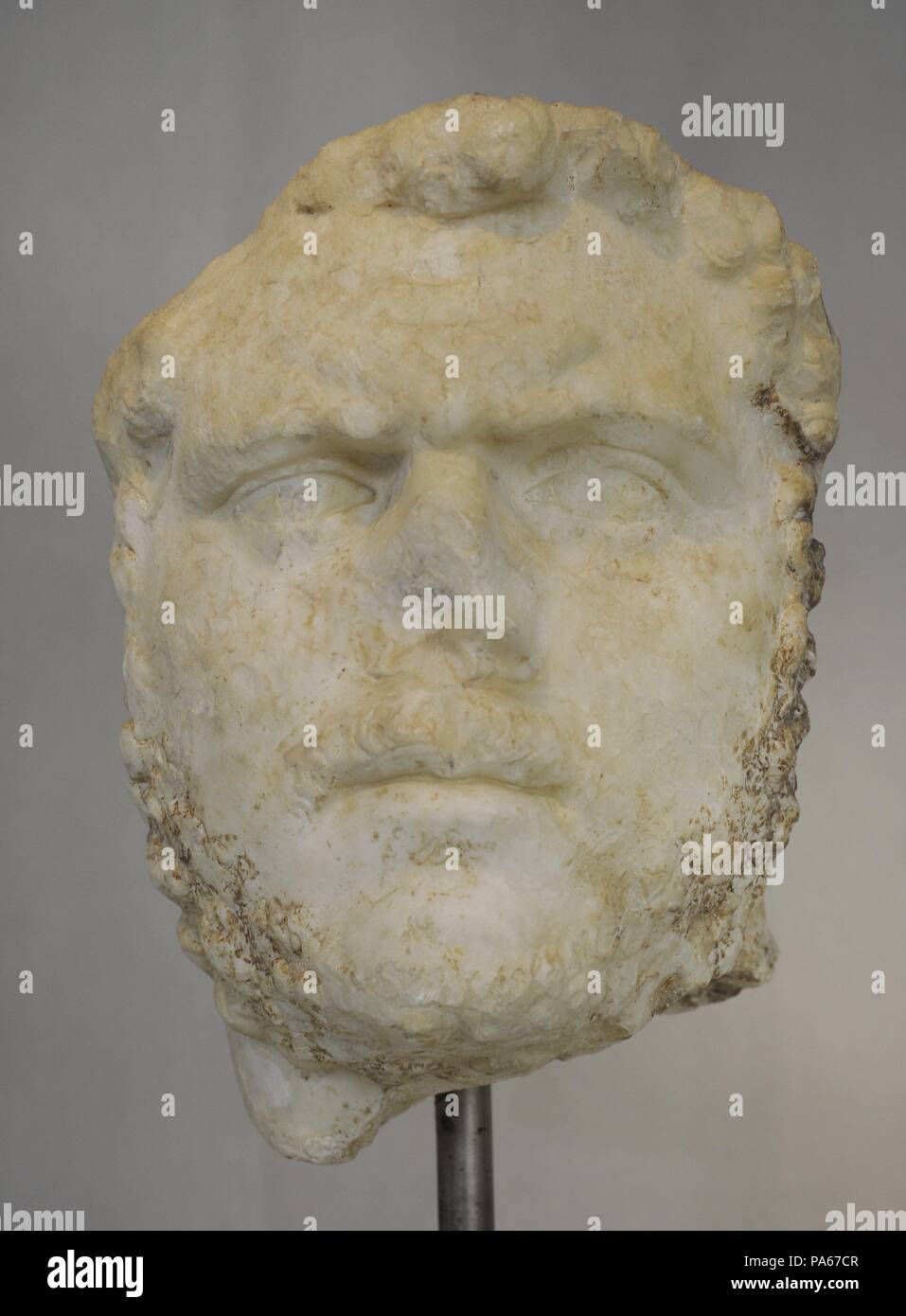 Portrait of the Emperor Caracalla (188-217). Severan Dynasty. Ca. 215 AD. Acropolis Museum. Athens. Greece. Stock Photo