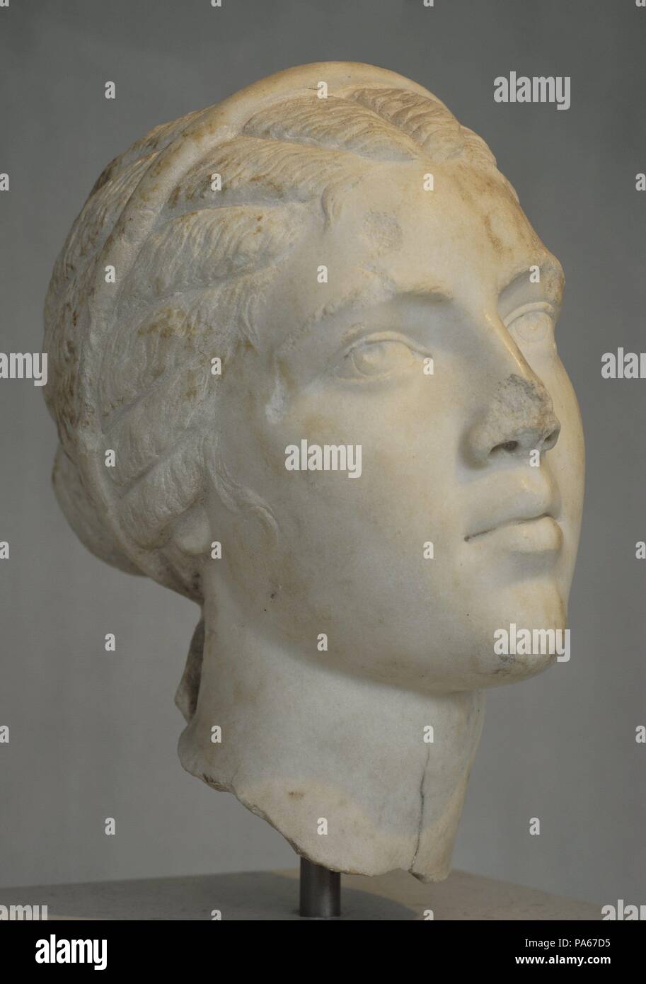 Fulvia Plautilla (c. 185-211). The only wife of the Roman emperor Caracalla. Se was exiled and eventurally killed. Portrait. Late 2nd - Early 3rd century AD. Acropolis Museum. Athens. Greece. Stock Photo