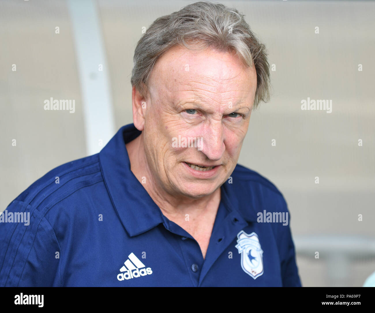 Cardiff City manager Neil Warnock prior to a pre season friendly match at Plainmoor. Torquay. Stock Photo