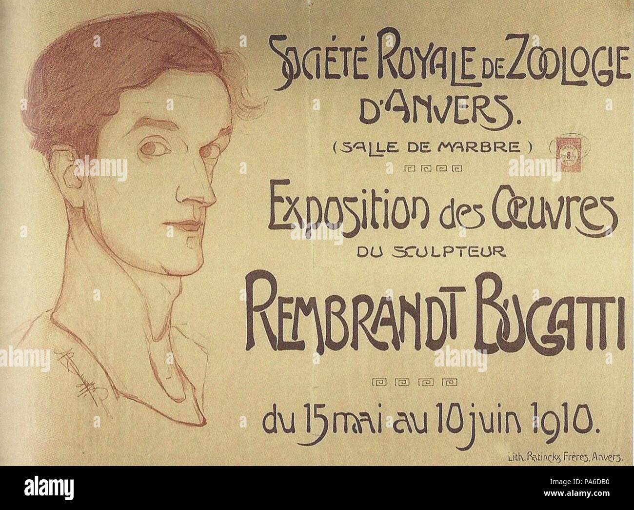 Selfportrait. Poster for Rembrandt Bugatti's Antwerp Exposition. Museum Musée de la Chartreuse Selfportrait. Poster for Rembrandt Bugatti's Antwerp Exposition. Museum Musée de la Chartreuse