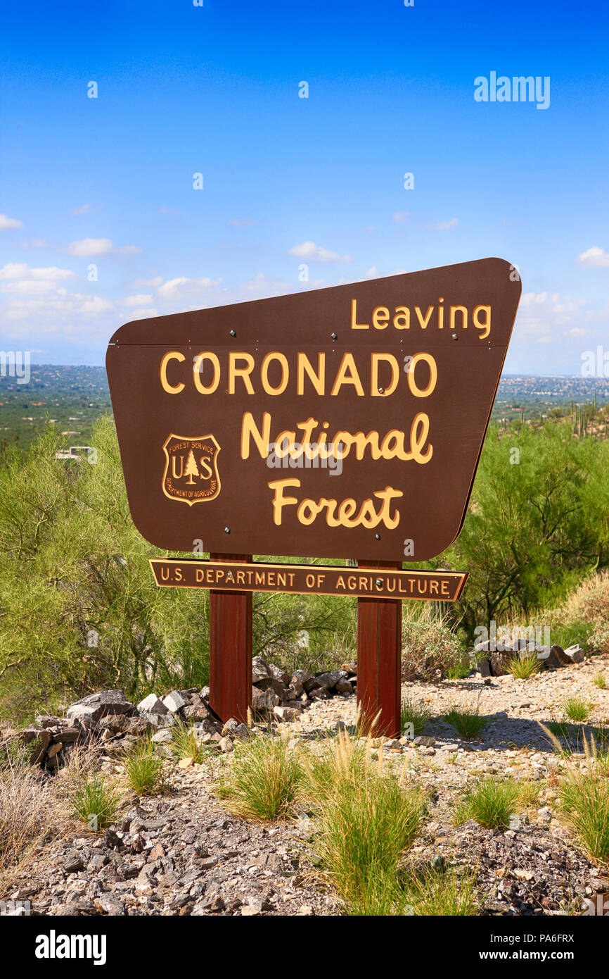 Coronado National Forest Sign On Mt Lemmon Hwy In Arizona Stock Photo Coronado National Forest Sign On Mt Lemmon Hwy In Arizona Stock Photo