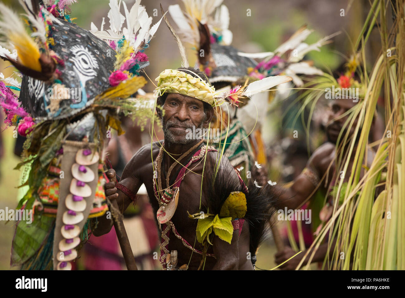 Cultural performance, Sepik River, Papua New Guinea Stock Photo