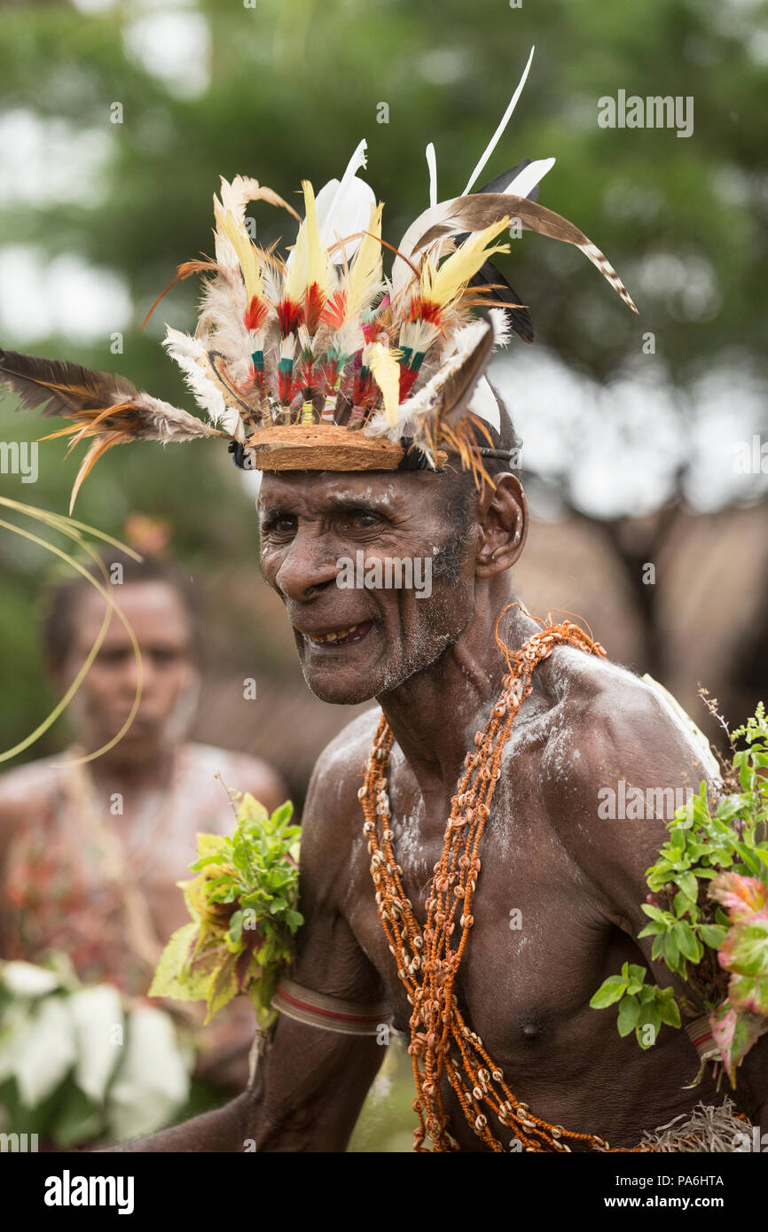 Cultural performance, Sepik River, Papua New Guinea Stock Photo