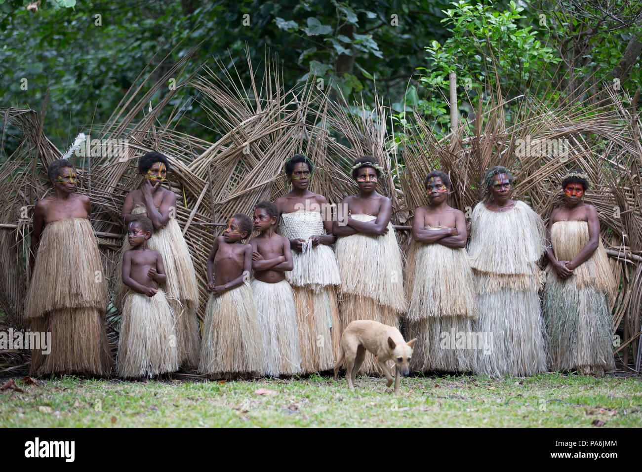 Locals in traditional attire, Tanna, Vanuatu Stock Photo