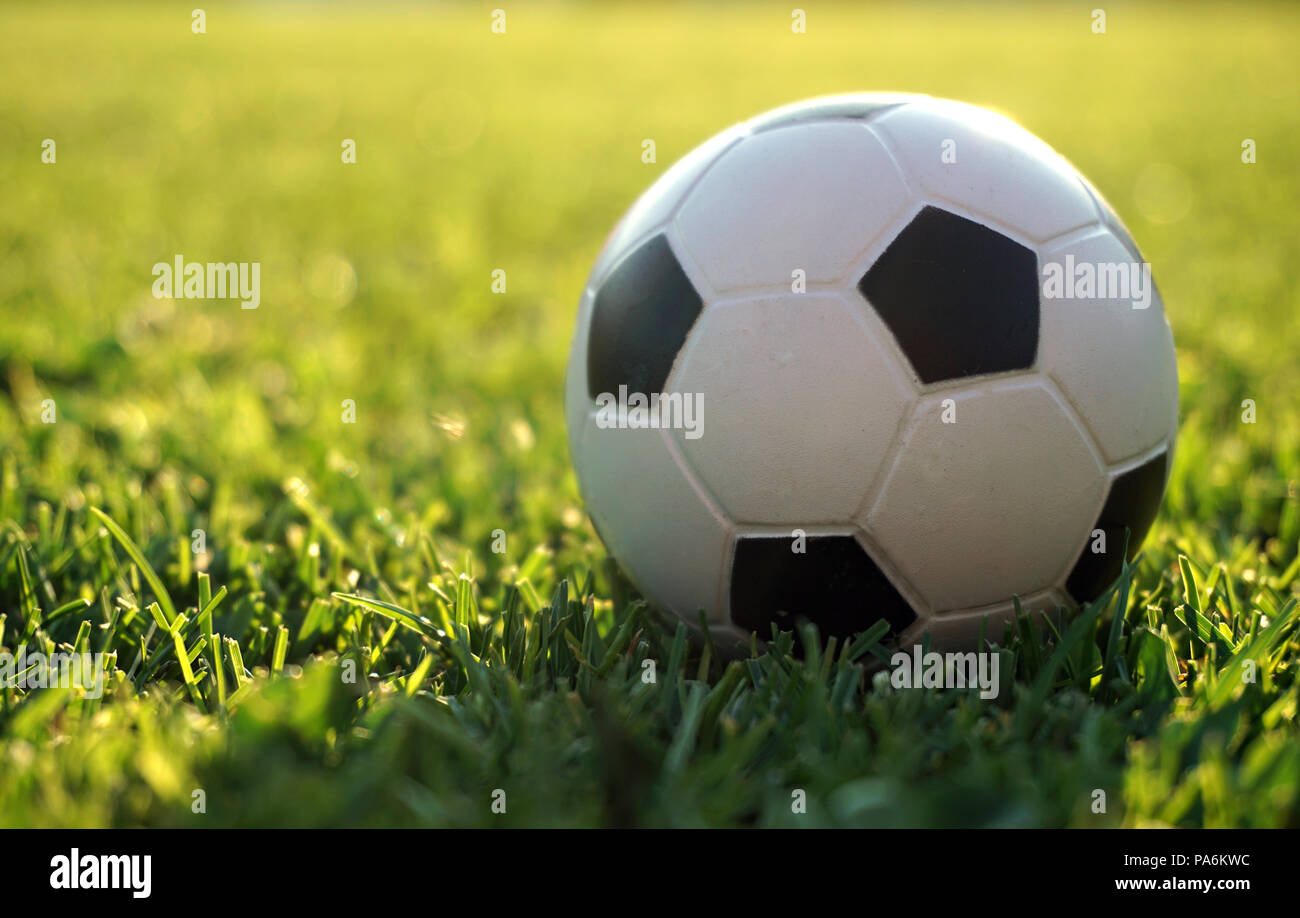 mini football at green grass Stock Photo