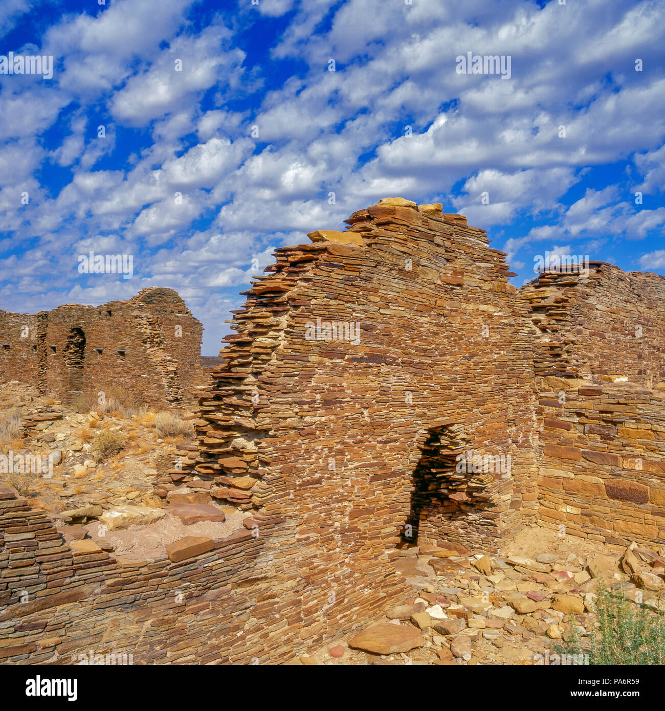 Ruins, Penasco Blanco, Chaco Culture National Historical Park, New Mexico Stock Photo