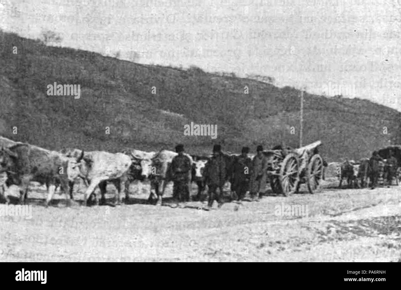 5 1929 - Artilerie trasa de boi frontul din Munteniai 1916 Kiritescu II 123 Stock Photo