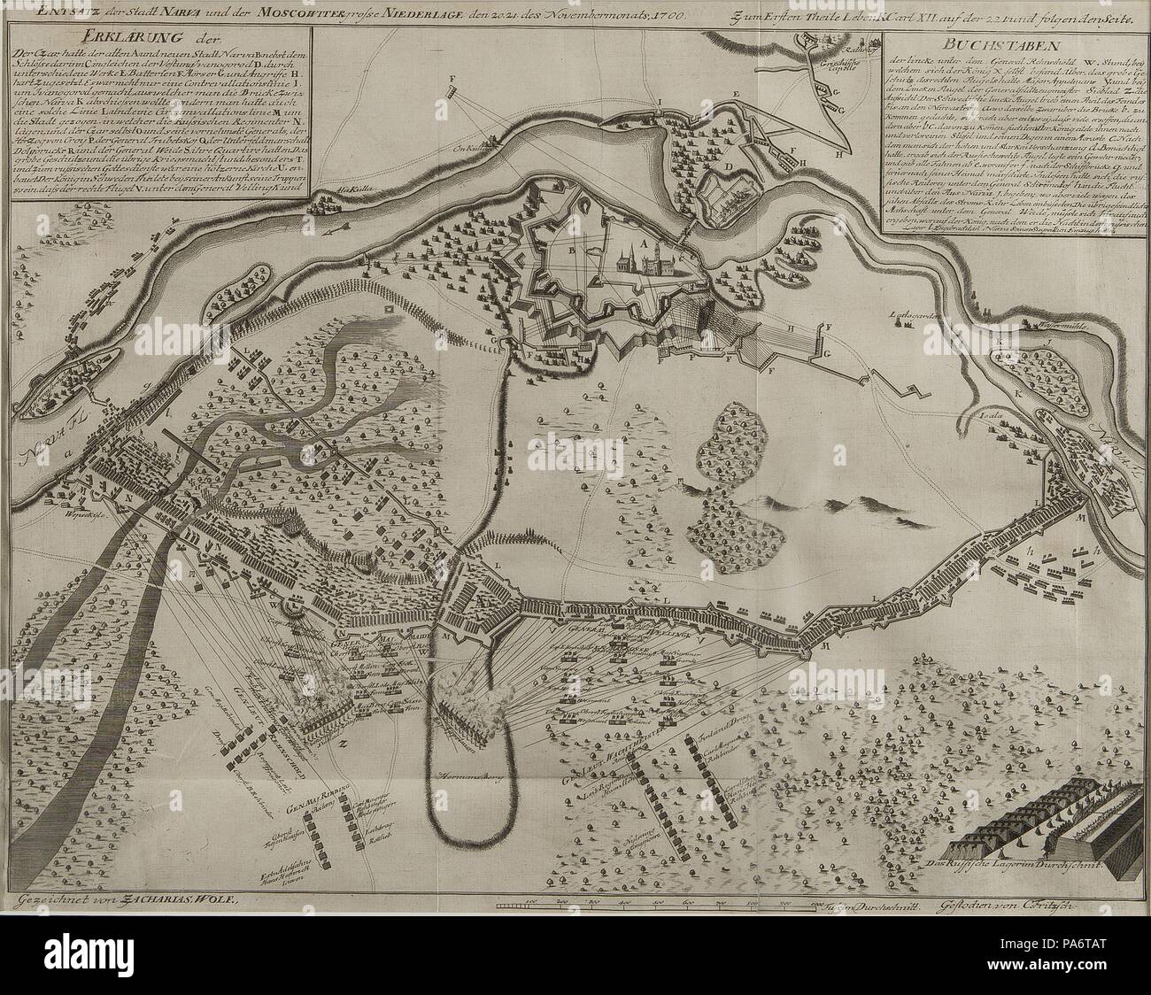 Map of the Battle at Narva. Museum: PRIVATE COLLECTION. Stock Photo