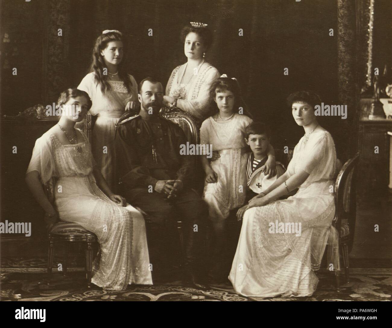The Family of Tsar Nicholas II of Russia. Museum: State Archive of the Russian Federation (GARF). Stock Photo