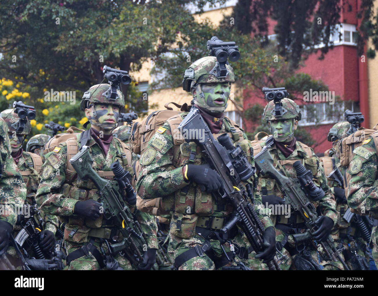 Bogota, Colombia.20 July 2018, Bogota, Colombia - Special Forces at the Colombian Independence Day military parade Credit: James Wagstaff/Alamy Live News Stock Photo