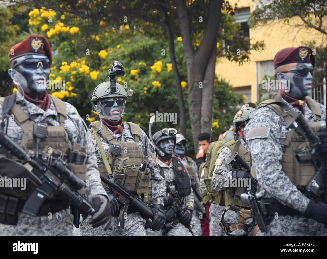 Bogota, Colombia.20 July 2018, Bogota, Colombia - Special Forces at the Colombian Independence Day military parade Credit: James Wagstaff/Alamy Live News Stock Photo