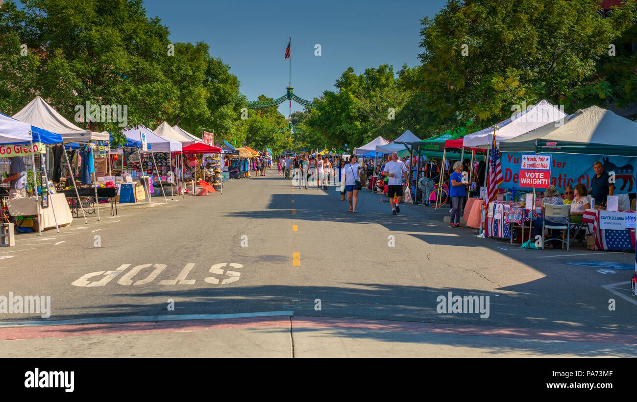 Marysville, California, USA. 20 July 2018. Overview of Marysville Peach