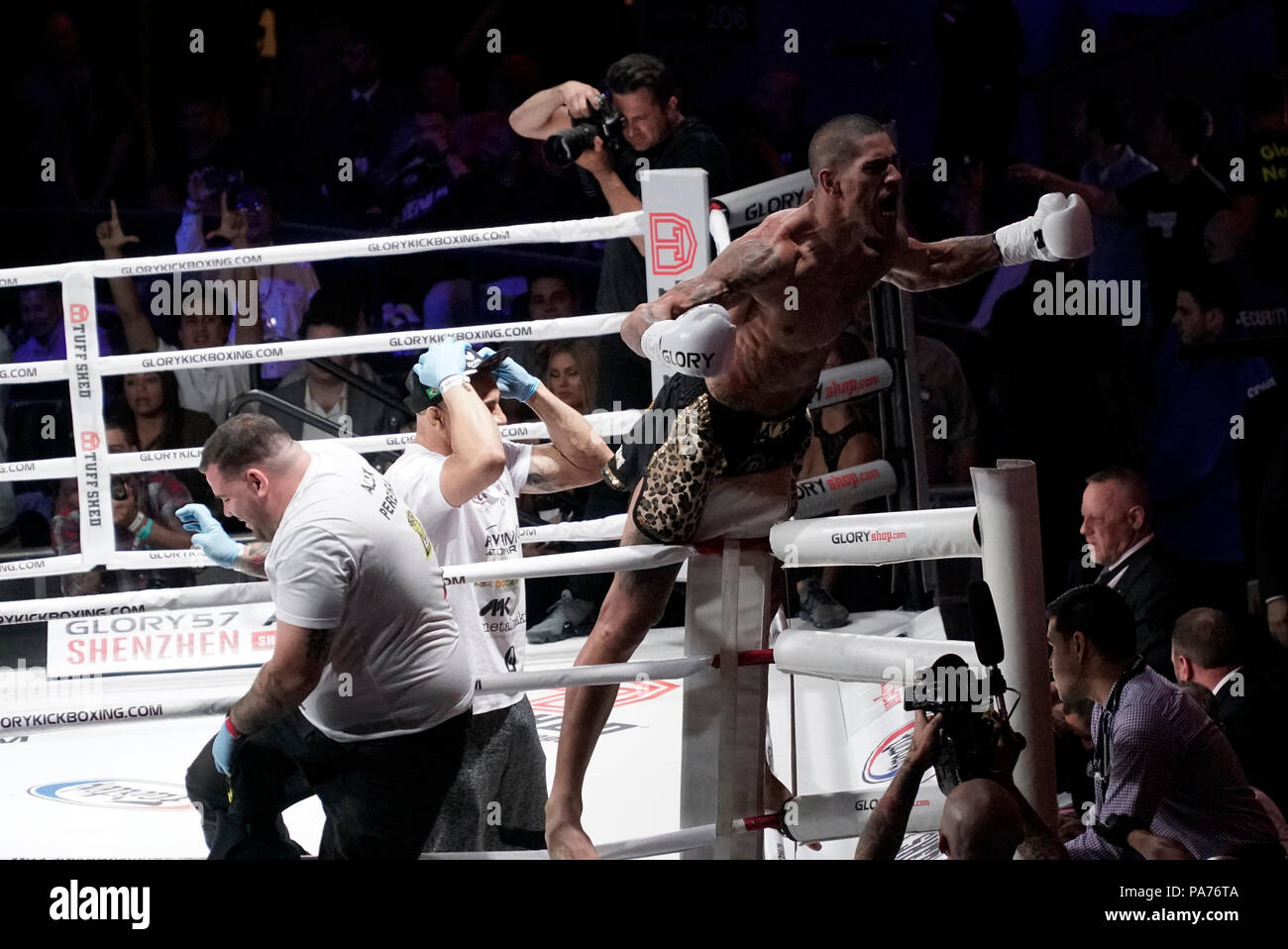 New York, New York, USA. 20th July, 2018. Alex Pereira defeated Yousri Belgaroui with a right