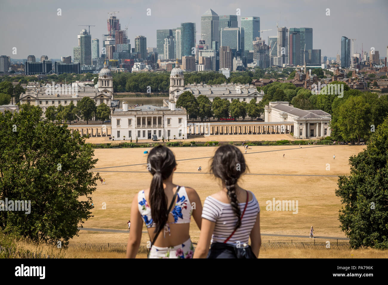 London, UK. 21st July, 2018. UK Weather: Royal Greenwich Park with continuing dry grass drought during the summer heatwave with next week again expected to record highs of up to 30 degrees Celsius. UK.Credit: Guy Corbishley/Alamy Live News Stock Photo
