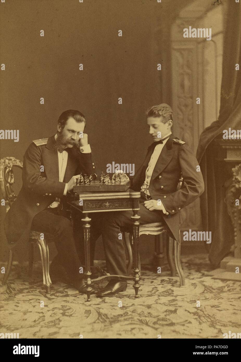 Grand Duke Konstantin Nikolaevich of Russia (1827-1892) and Grand Duke Constantine Constantinovich of Russia (1858-1915). Museum: Russian State Film and Photo Archive, Krasnogorsk. Stock Photo