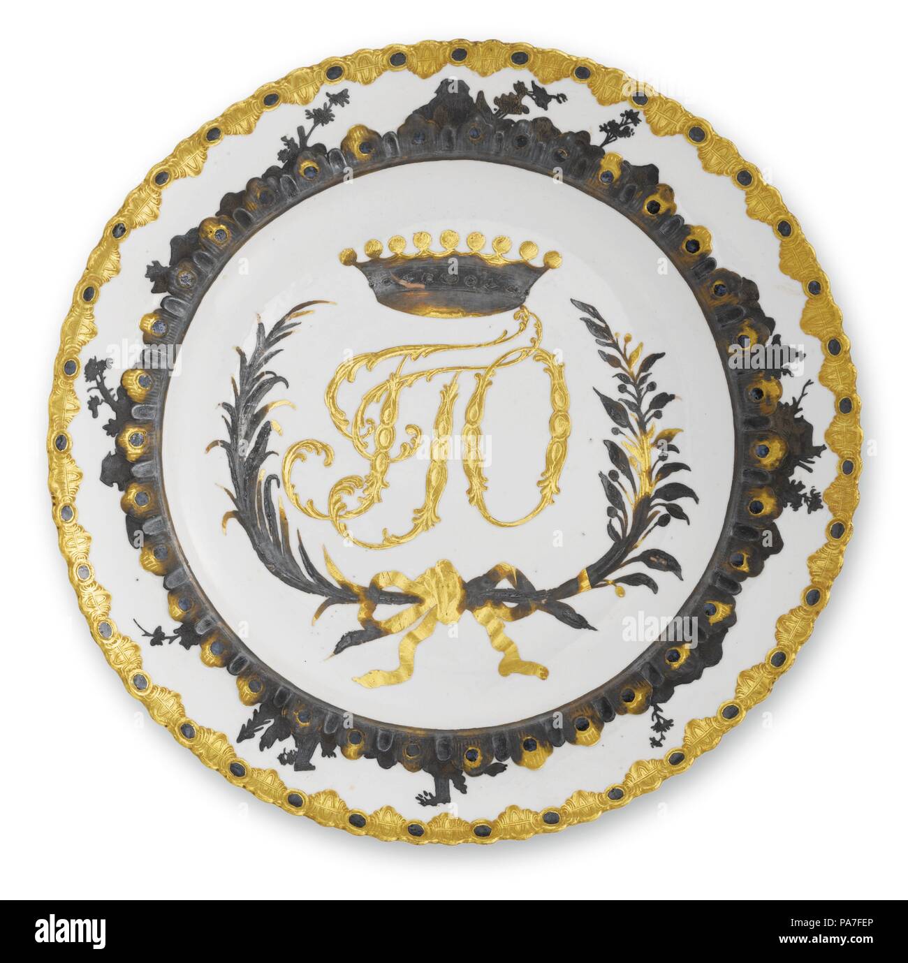 Porcelain Plate from the Orlov Service. Museum: PRIVATE COLLECTION. Stock Photo