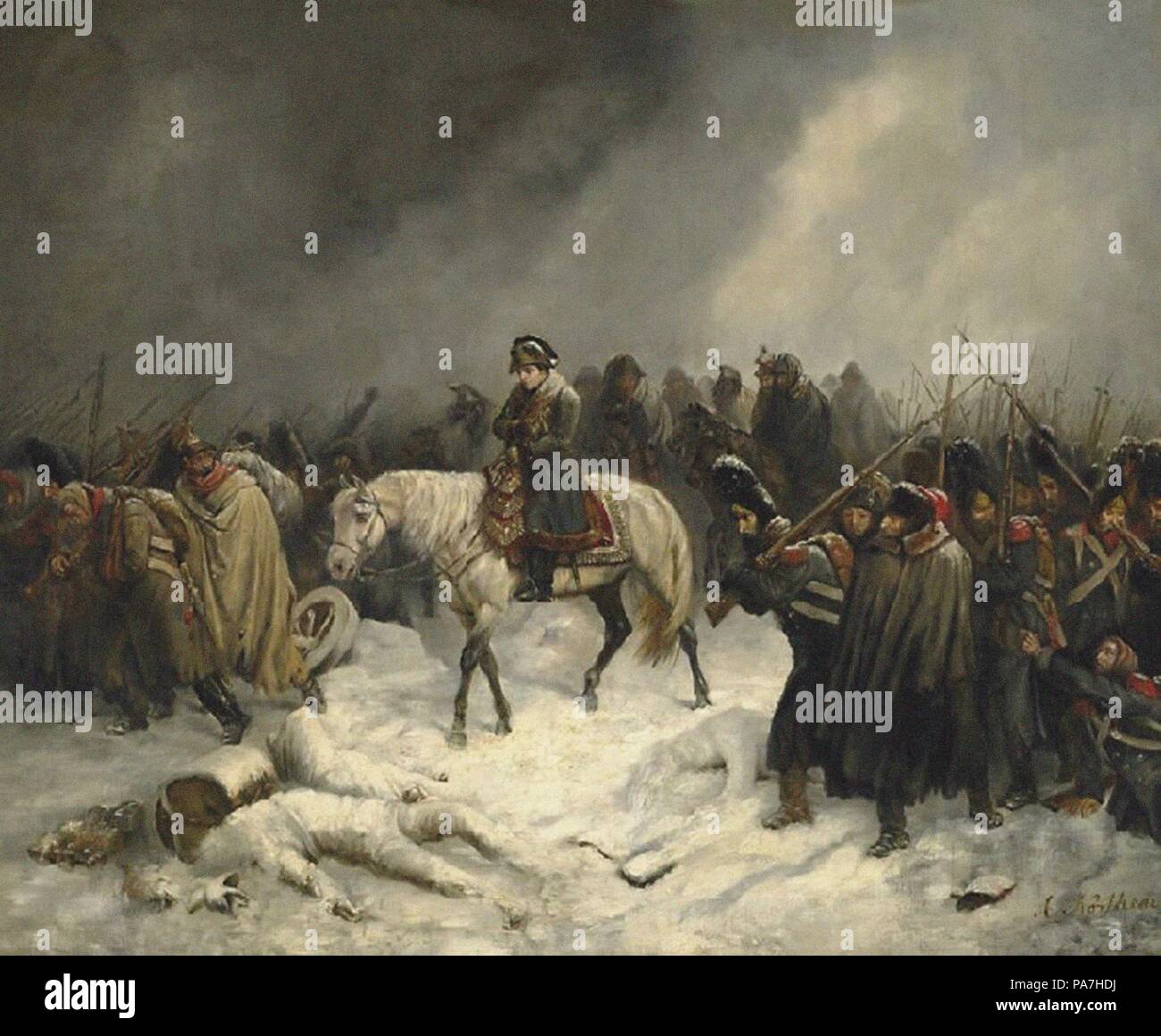 Napoleon's campaign in Russian winter. Museum: PRIVATE COLLECTION. Stock Photo