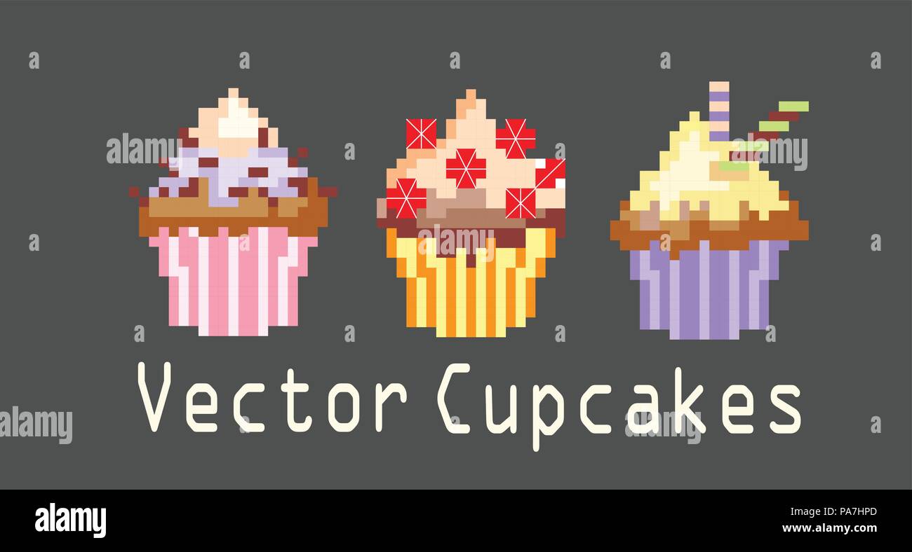 sets of cupcakes for decoration Stock Vector