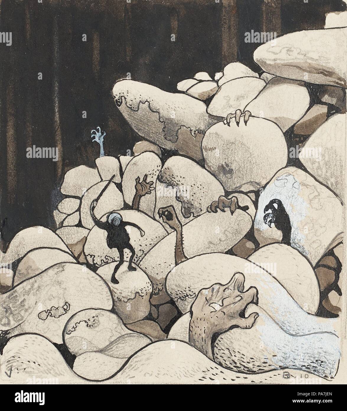 Trolls amongst the stones. Illustration for 