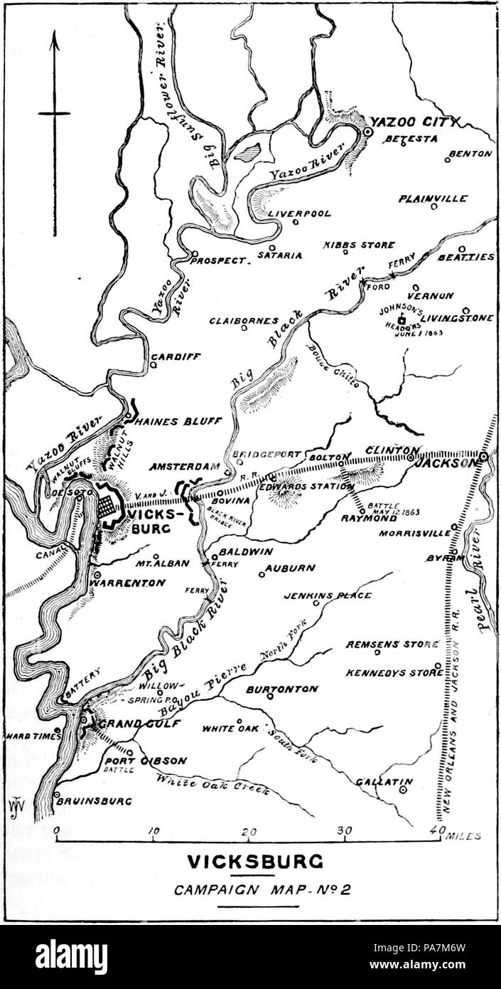 377 Decisive Battles Since Waterloo-Vicksburg Campaign Map No 2 Stock Photo