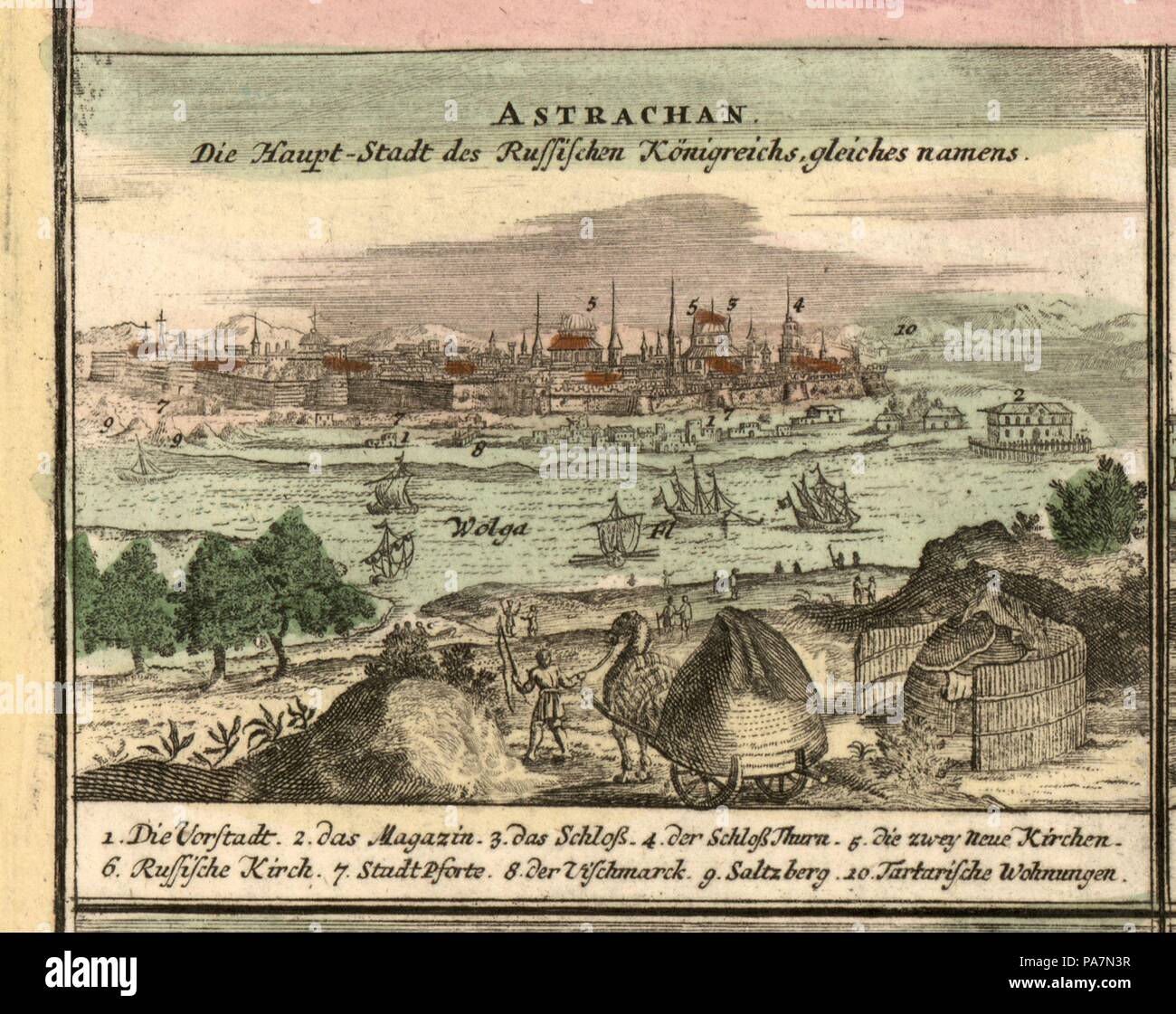 Map of Astrakhan. Museum: Universiteitsbibliotheek Leiden. Stock Photo