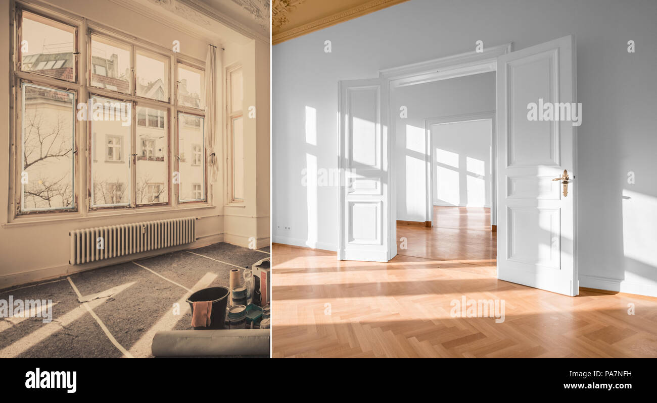 View of flat renovation, apartment refurbishment, room modernization Stock ...