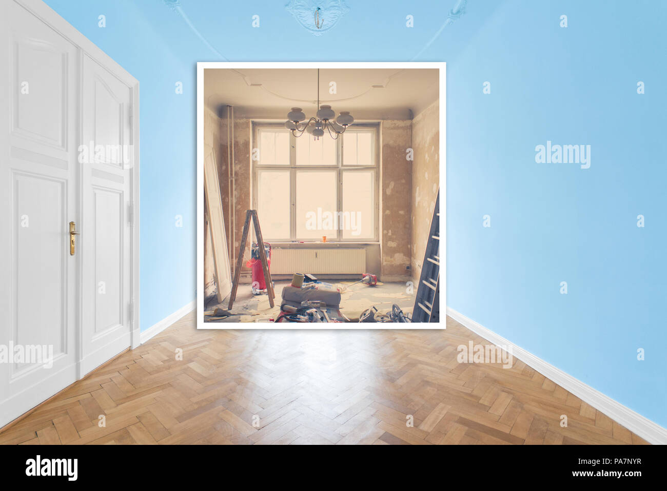 Image showcasing flat renovation, apartment refurbishment, room modernization Stock ...