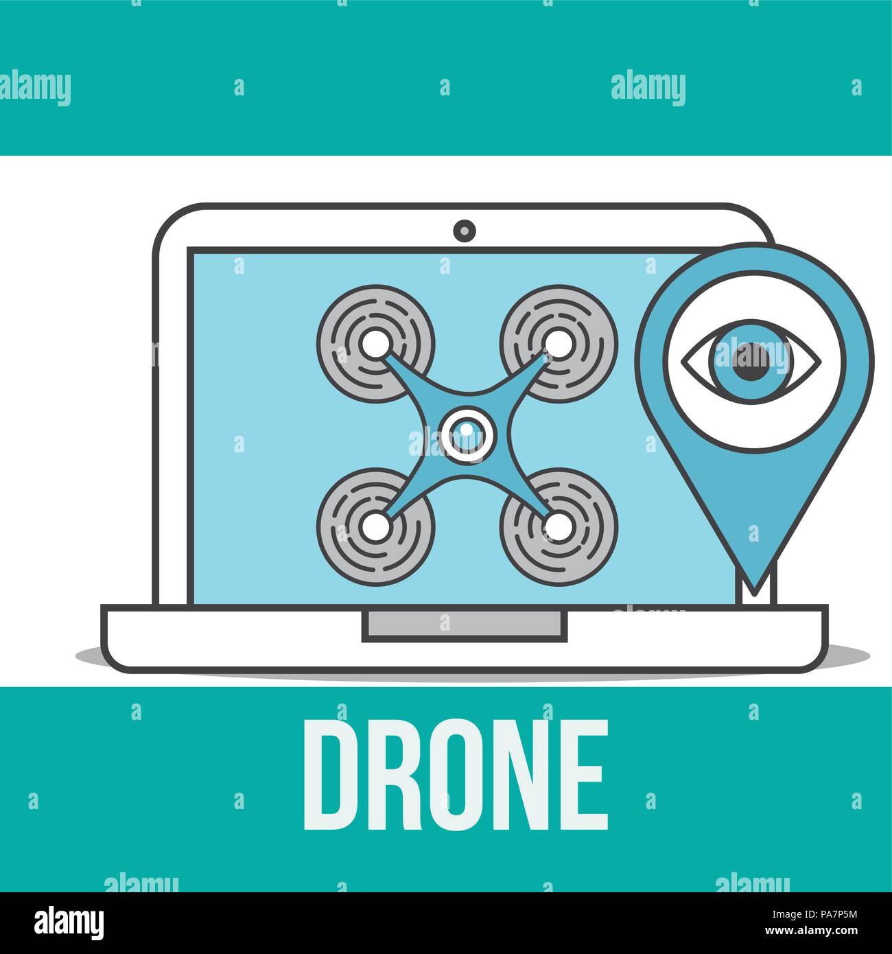 drone technology laptop secuirty surveillance Stock Vector