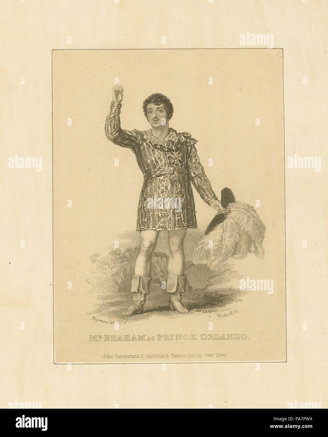 John Braham (1774-1856) as Prince Orlando. Museum: State Museum of Theatre and Music Art, St. Petersburg. Stock Photo