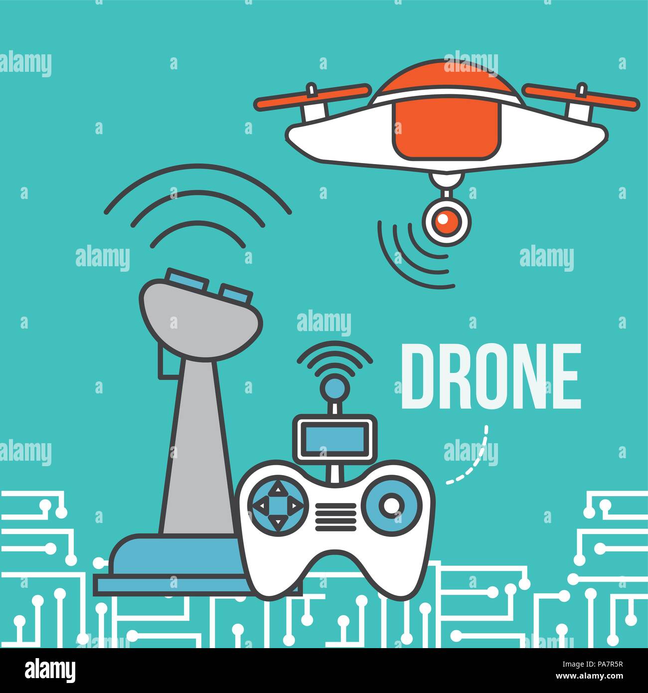 drone technology futuristic control game signal vector illustration