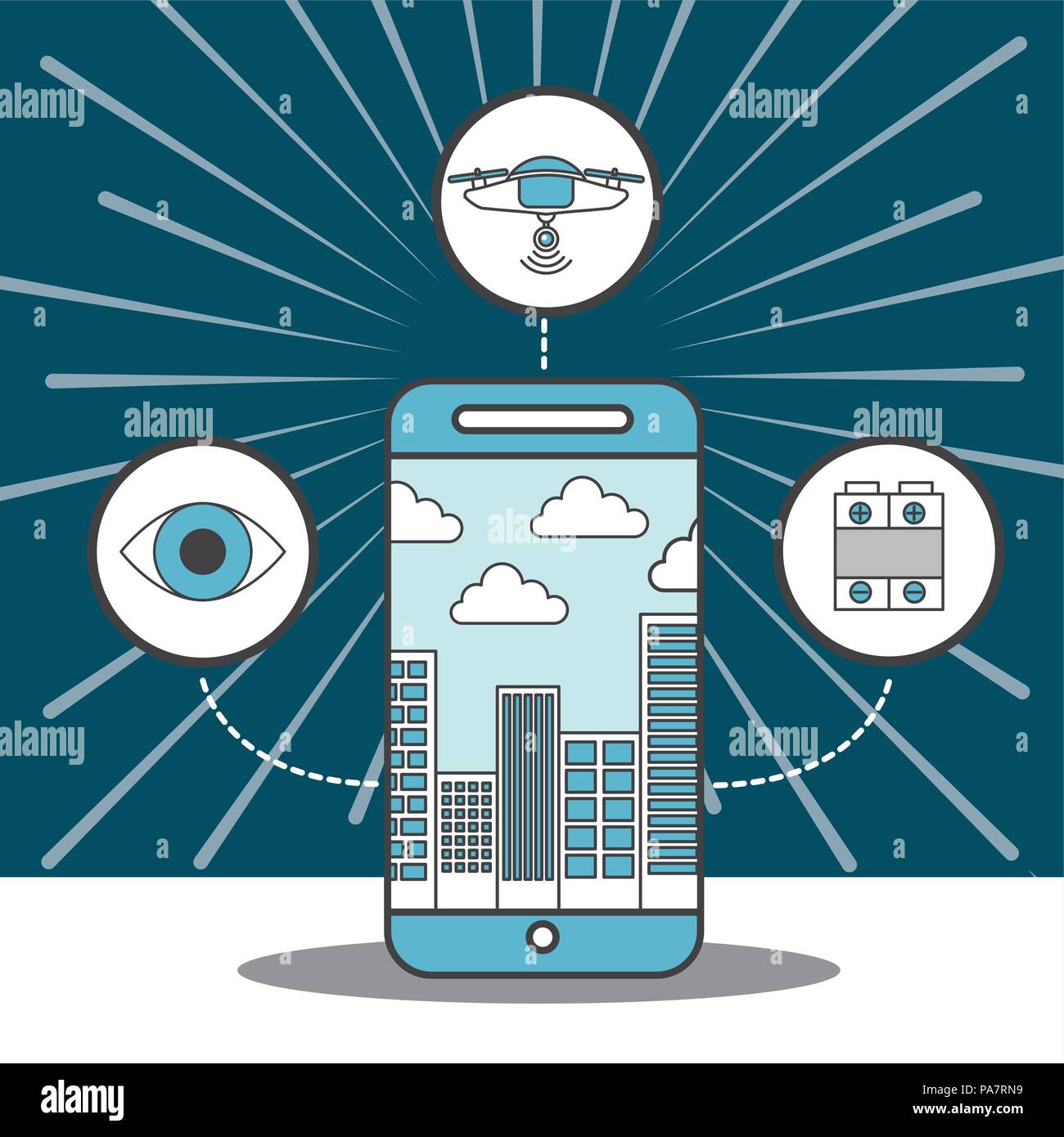 drone technology futuristic smartphone connection surveillance eye