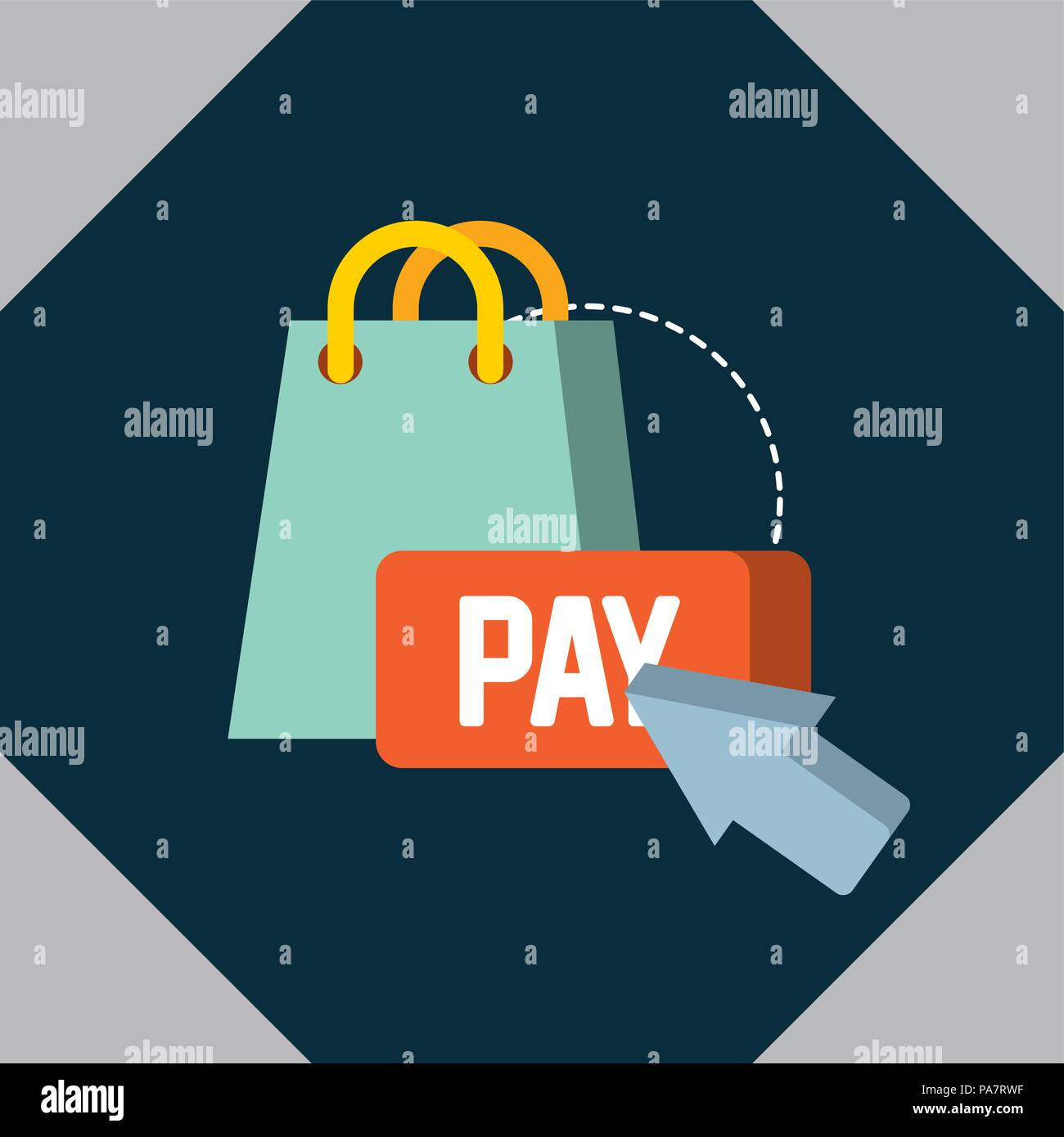 nfc payment technology arrow pay handbag vector illustration Stock Vector