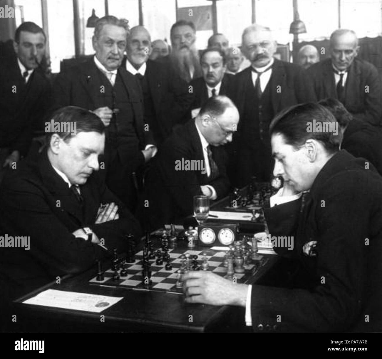 Alexander Alekhine playing simultaneous chess, 1930 Stock Photo - Alamy