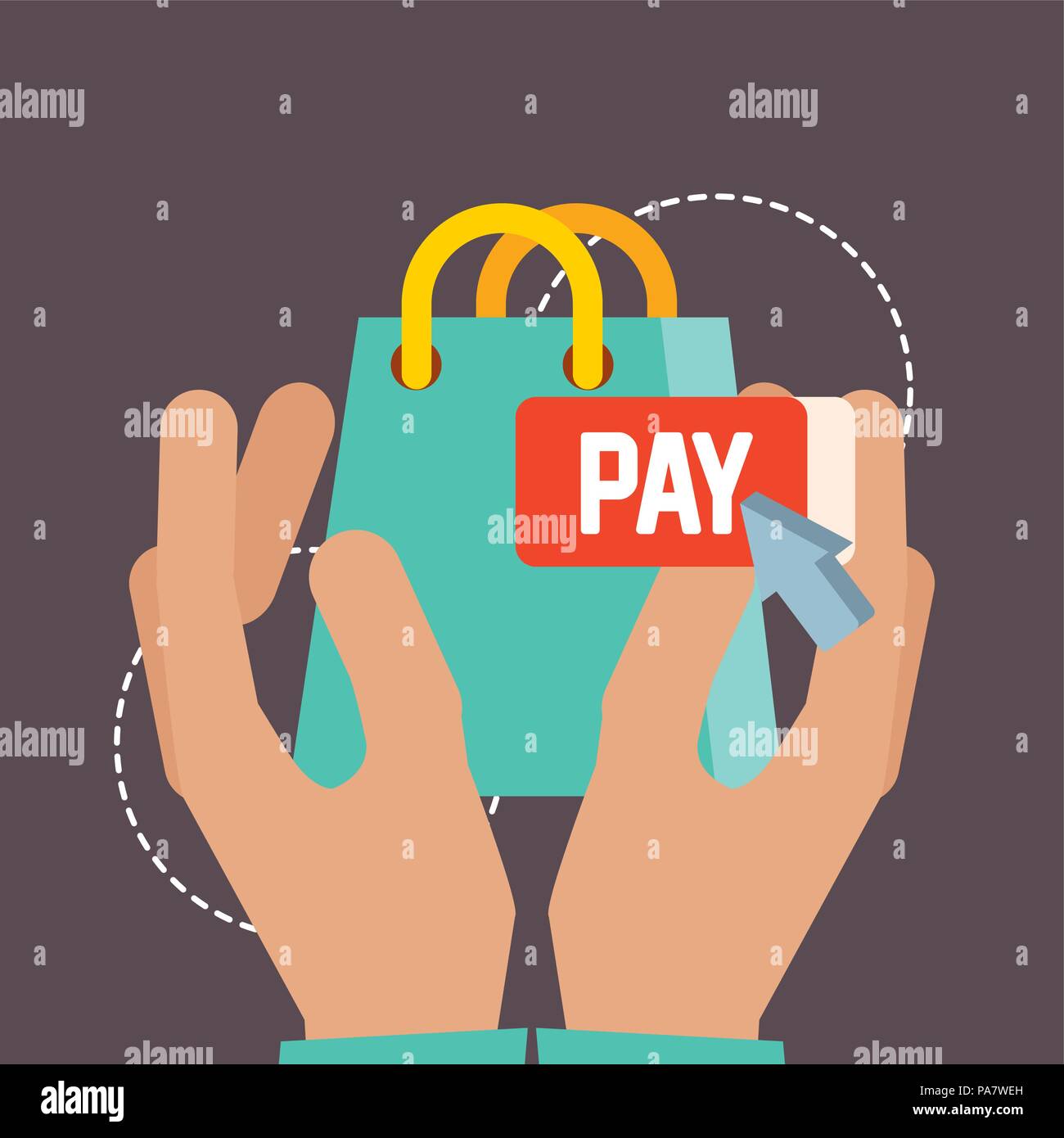 nfc payment technology hands holding handbag shopping vector illustration Stock Vector