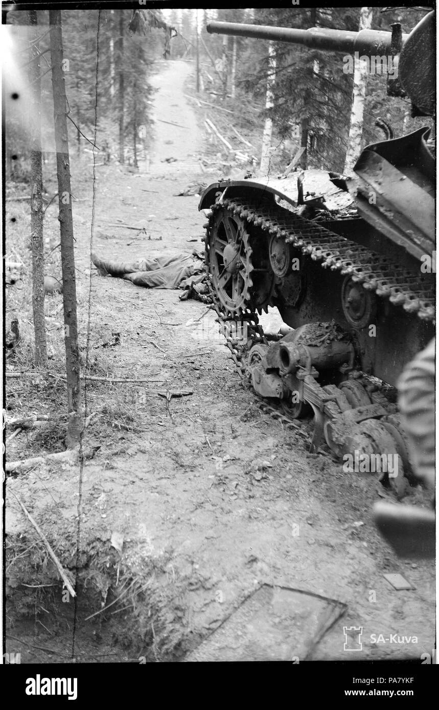 30 Battle of ilomantsi destroyed t-26 Stock Photo