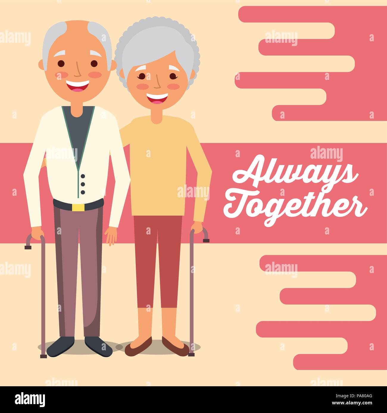 grandparents day color background couple holding hands walking stick ...
