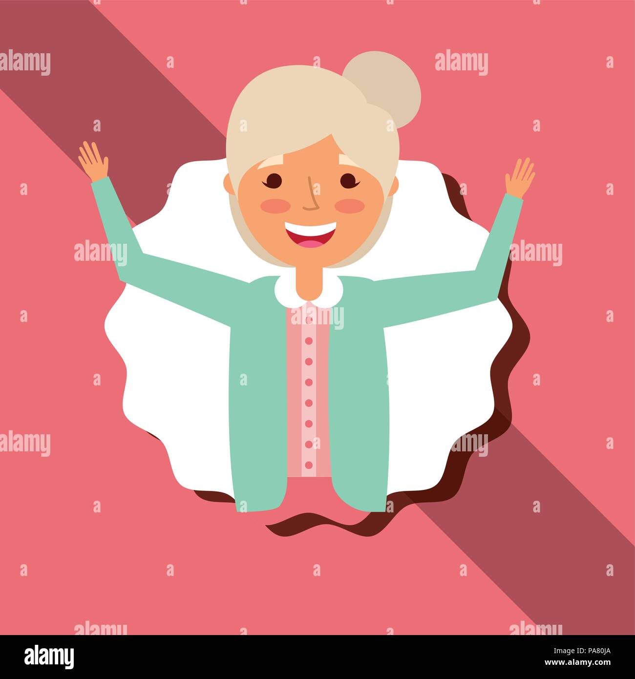 grandparents day label grandmother smiling hands up vector ilustration Stock Vector