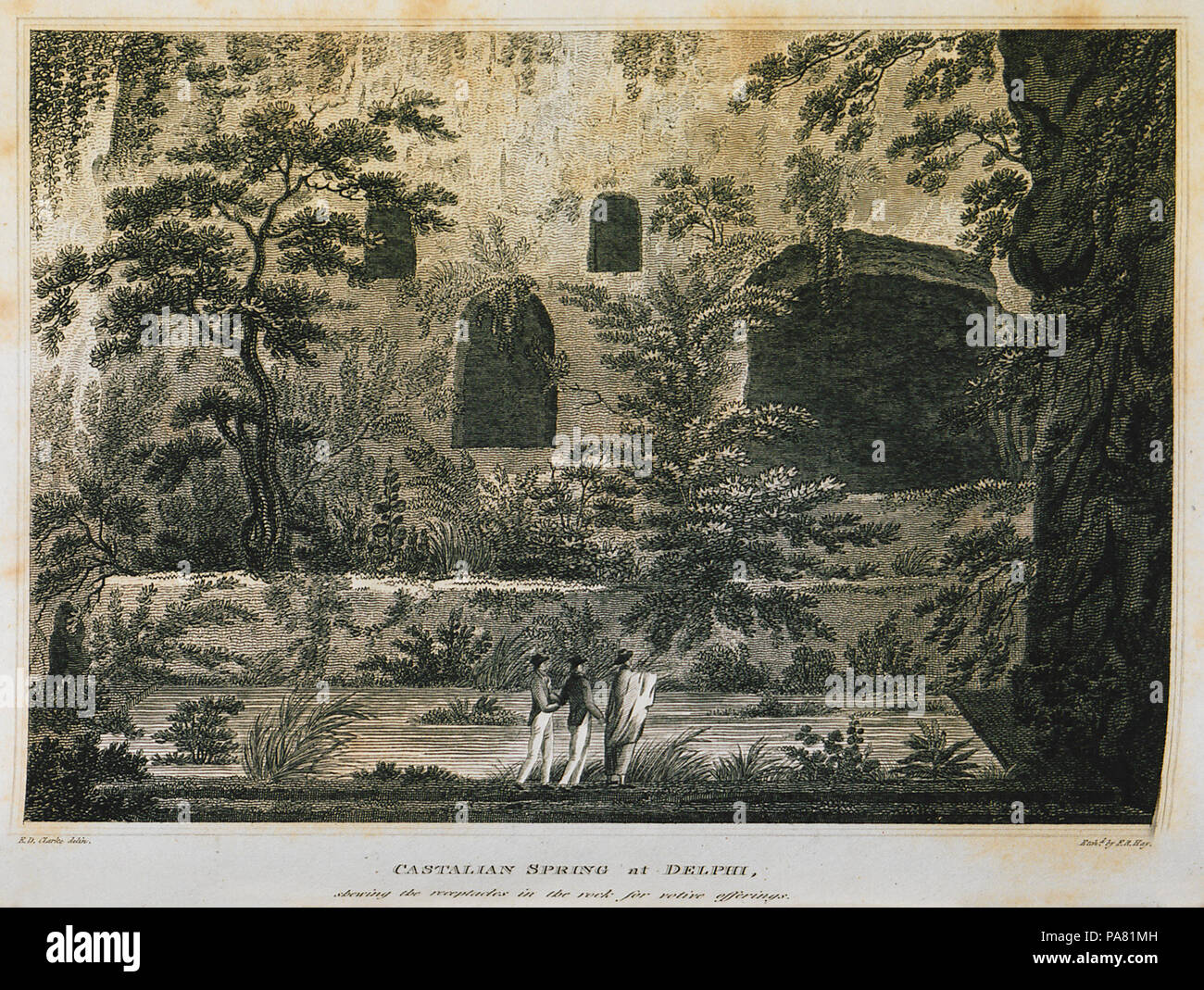 47 Castalian Spring at Delphi - Clarke Edward Daniel - 1816 Stock Photo