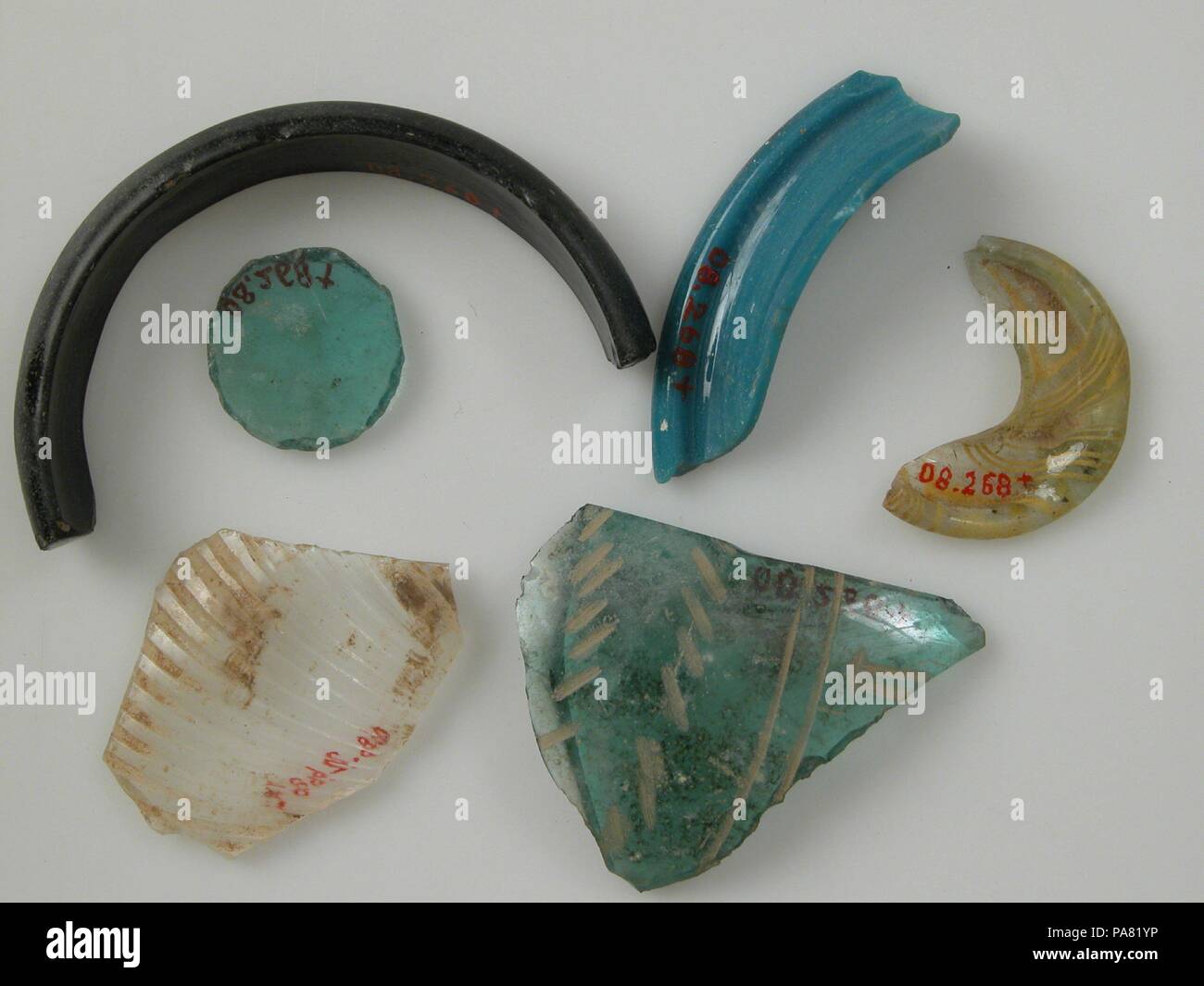 Glass Fragments. Culture: Coptic. Dimensions: Storage (petri dish diam.): 3 7/16 in. (8.8 cm). Date: 4th-early 5th century. Museum: Metropolitan Museum of Art, New York, USA. Stock Photo
