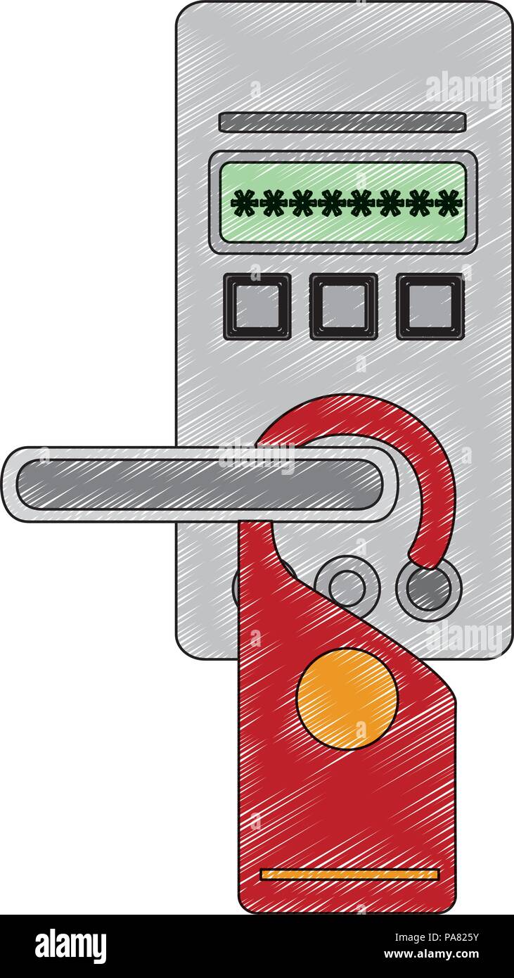 access digital door panel with hotel label hanging vector illustration ...