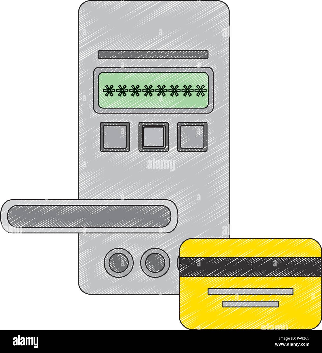 Access Digital Door Panel With Credit Card Vector Illustration