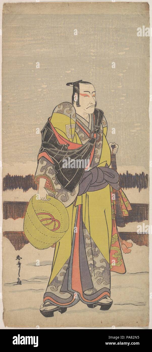 Danjuro V as Kakogawa Honzo with a Komuso Hat and a Flageolet. Artist: Katsukawa Shunsho (Japanese, 1726-1792). Culture: Japan. Dimensions: H. 12 15/16 in. (32.9 cm); W. 5 15/16 in. (15.1 cm). Museum: Metropolitan Museum of Art, New York, USA. Stock Photo