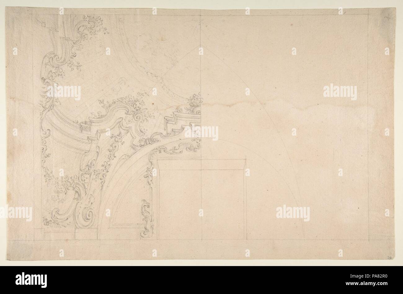 Design for Ceiling. Artist: Workshop of Leonardo Marini (Italian, Piedmontese documented ca. 1730-after 1797). Dimensions: 10 5/16 x 15 3/4 in. (26.2 x 40 cm). Date: 18th century. Museum: Metropolitan Museum of Art, New York, USA. Stock Photo