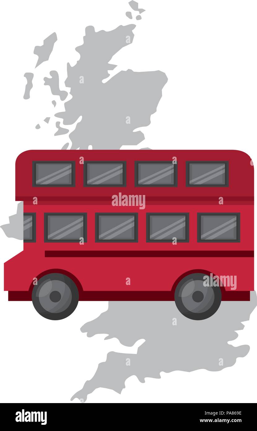 map great britain with bus icon vector illustration design Stock Vector ...
