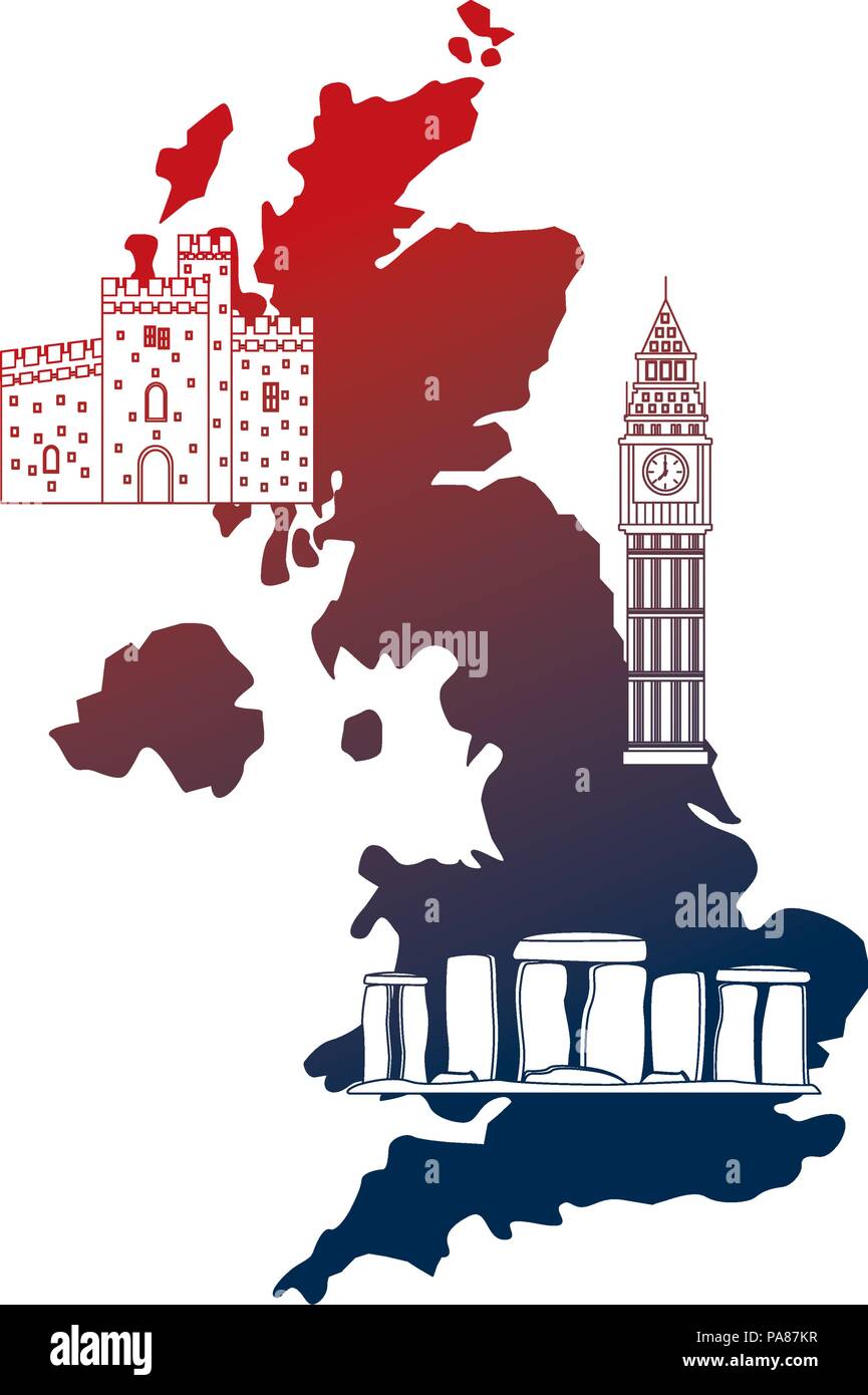 edinburgh castle stonehenge and big ben united kingdom vector ...
