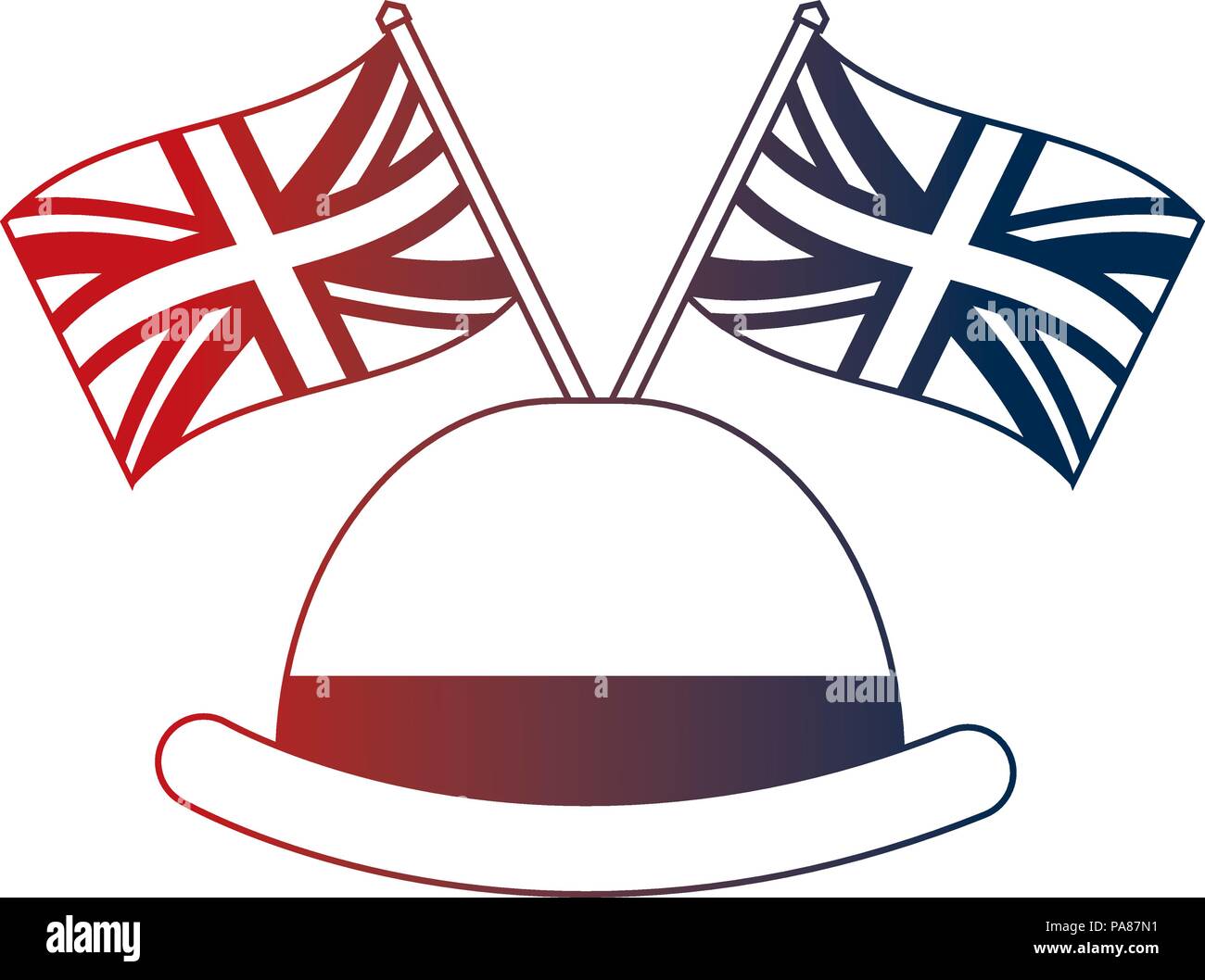 Bowler Hat Elegance English Flags Vector Illustration Stock Vector Image Art Alamy