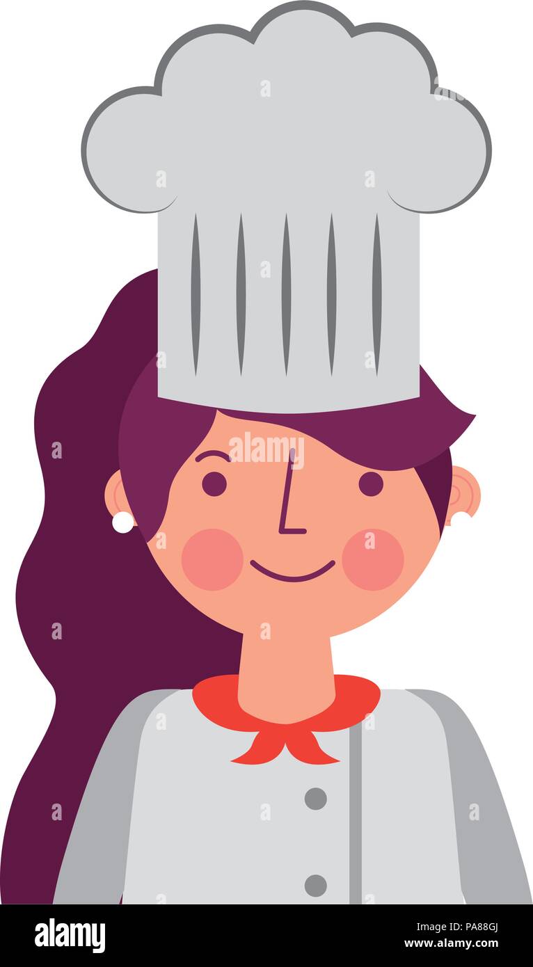 chef woman female character with hat portrait vector illustration Stock ...