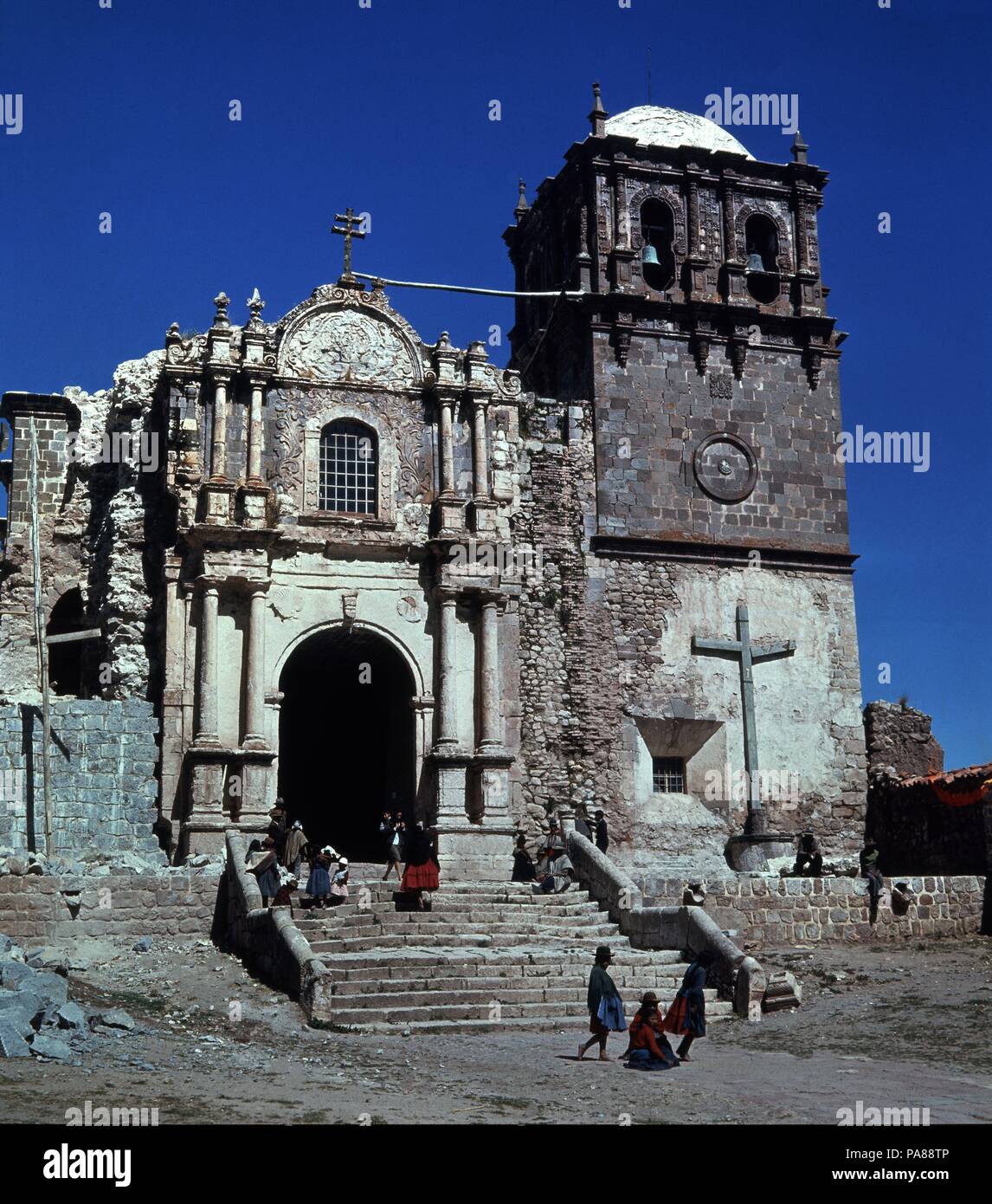 IGLESIA COLONIAL DE SAN PEDRO. Location: ST. PETER'S CHURCH, LIMA, PERU. Stock Photo
